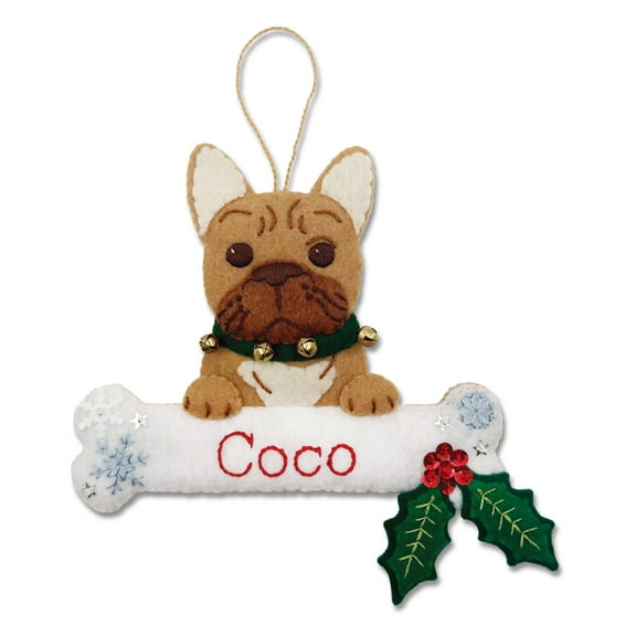 Personalized Felt Dog Christmas Ornament Kit, French Bulldog | MerryCollectibles