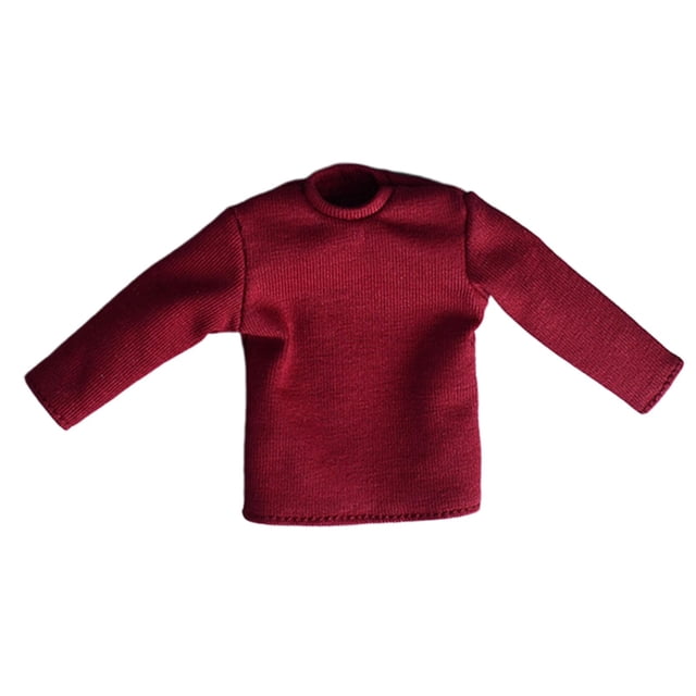 Camisas de manga larga a escala 1/12 para muñeca delgada, top básico informal, disfraz para muñeca de 6 pulgadas Rojo oscuro