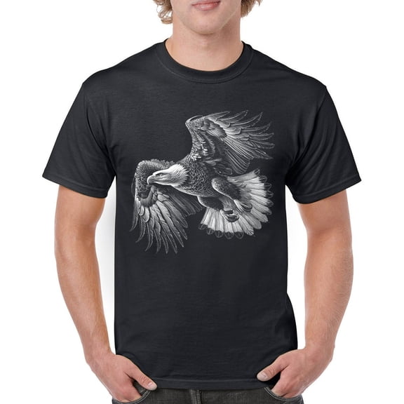 Flying Eagle Portrait T-shirt Soaring Patriotic Symbol of Freedom American Bird Wings Wildlife Nature Men's Tee