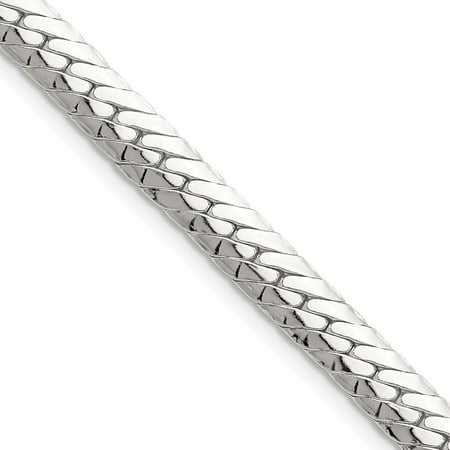Diamond2Deal 925 Sterling Silver Polished 6.25mm Double Oval Flat Curb Chain Necklace for Men 18"