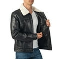 thumbnail image 5 of Alpine Swiss Aaron Mens Trucker Jacket Sherpa Collar Vegan Leather Warm Casual Coat, 5 of 8