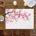 thumbnail image 2 of Pink Floral Cherry Flower Placemats for Dinning Table Set of 4, Abstract Botanical Branch Burlap Kitchen Place Mats Waterproof Cloth Table Mats, Indoor Outdoor Placemats Easy Clean Dinner Decor, 2 of 8