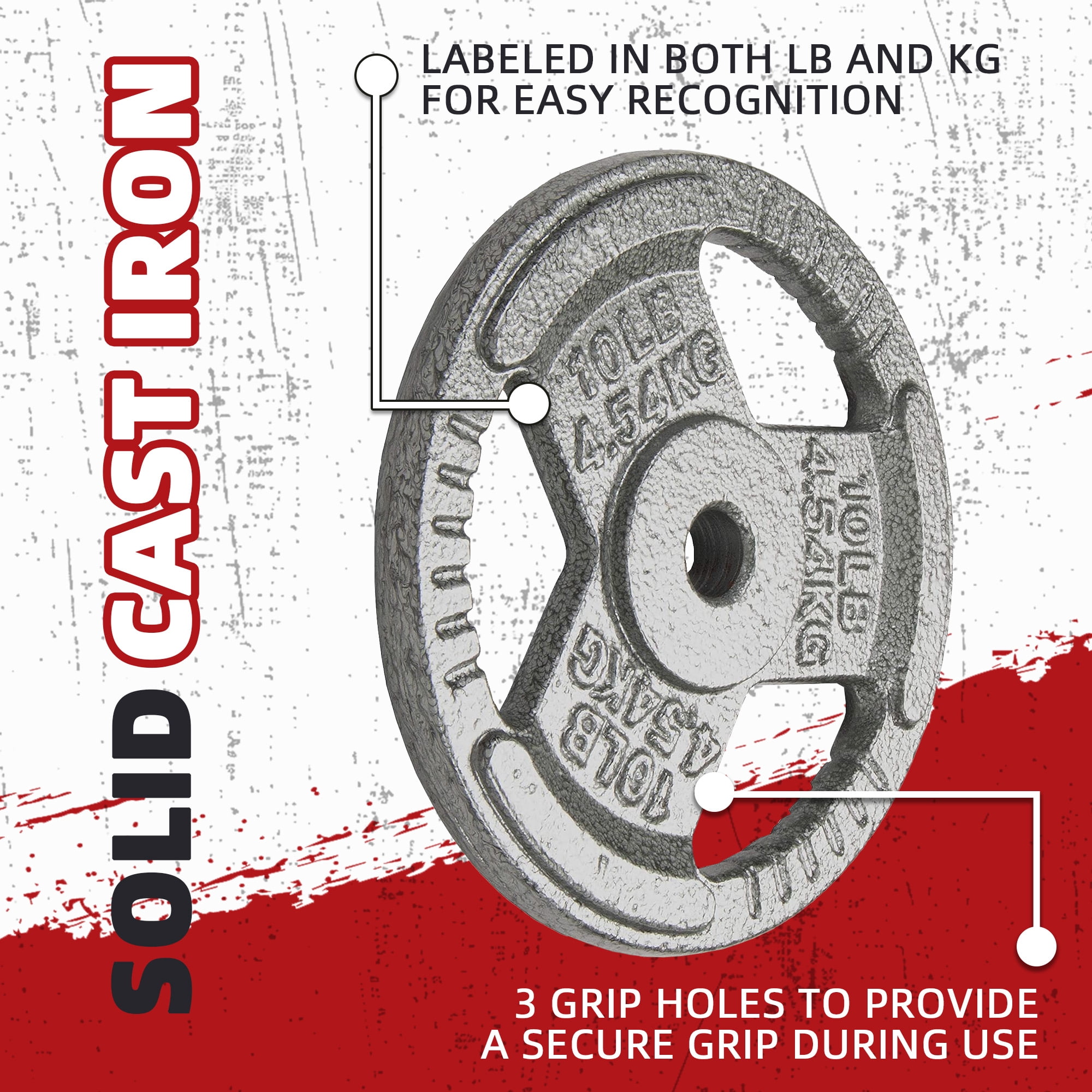FlexWave 1" Solid Cast Iron Weight Plate Pair, Solid Cast Iron, 2.5-45 lb Full Specification, Dedicated to Standard Barbell Plates, Suitable for Home and Gym