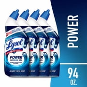 Lysol Power Toilet Bowl Cleaner, Gel Cleaner and Disinfectant, Atlantic Fresh, 4 pack of 24 fl oz