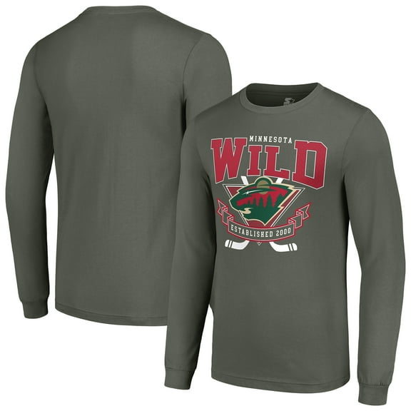 Men's Starter Olive Minnesota Wild Team Logo Graphic Long Sleeve T-Shirt