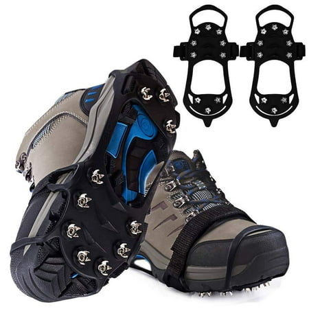 EXTSUD Snow Spikes Grips Stainless Steel Anti Slip Ice Cleats Shoe Boot Walking, Jogging Hiking on Snow Ice 10 Teeth Traction Cleats