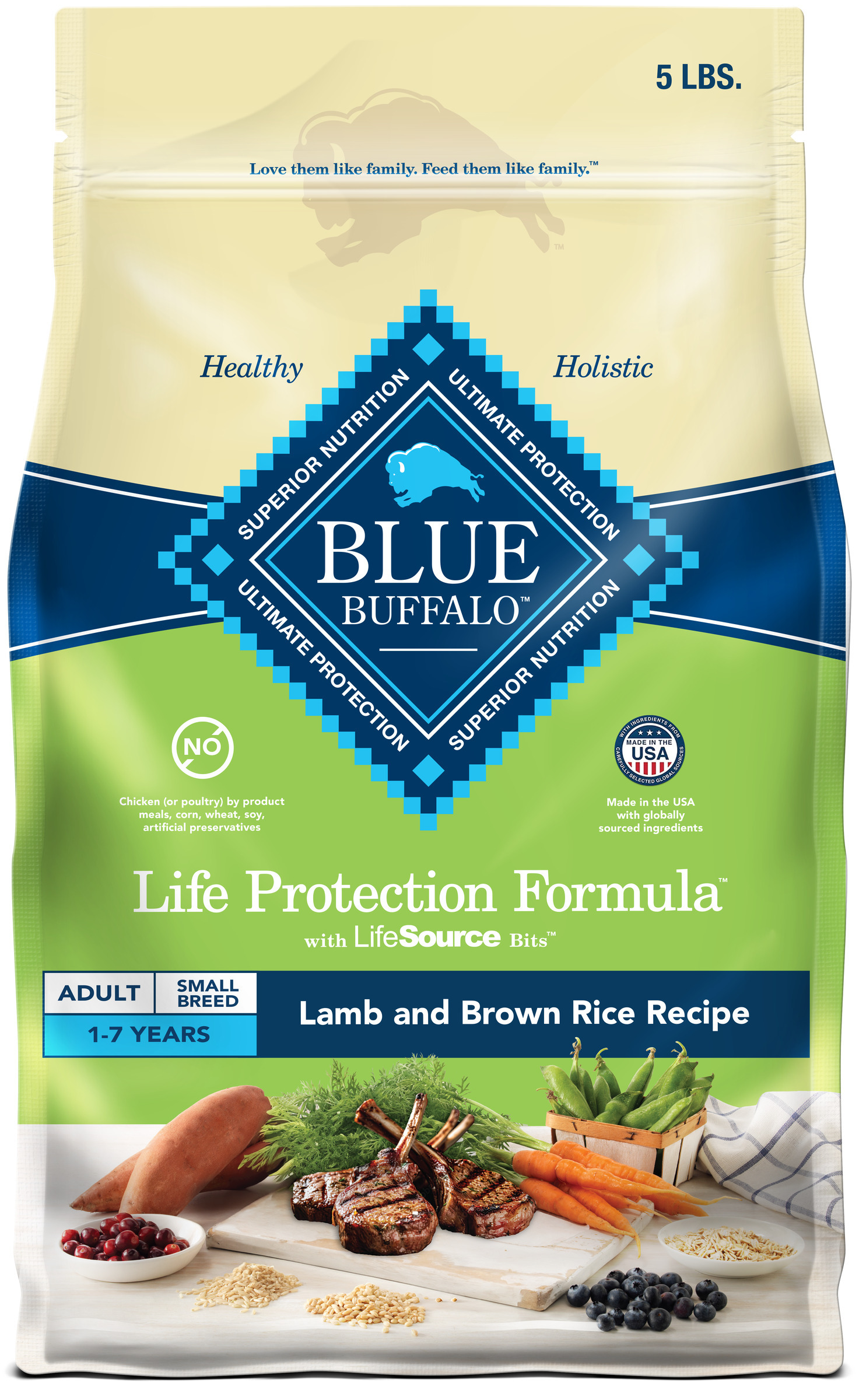 Blue Buffalo Life Protection Formula Small Breed Dry Dog Food, Lamb & Brown Rice, 5 lbs.
