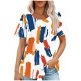 thumbnail image 1 of Pisexur Hauts de Printemps pour Femmes Blouses pour Femmes Décontractées Élégantes Hauts pour Femmes, T-Shirt Imprimé Décontracté pour Femmes Col Rond Manches Courtes Orange,2TG, 1 of 6