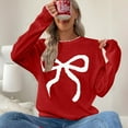 thumbnail image 2 of Sweater for Women Christmas Bow Fair Isle Knit Sweater,Sweater for Women Red M, 2 of 5