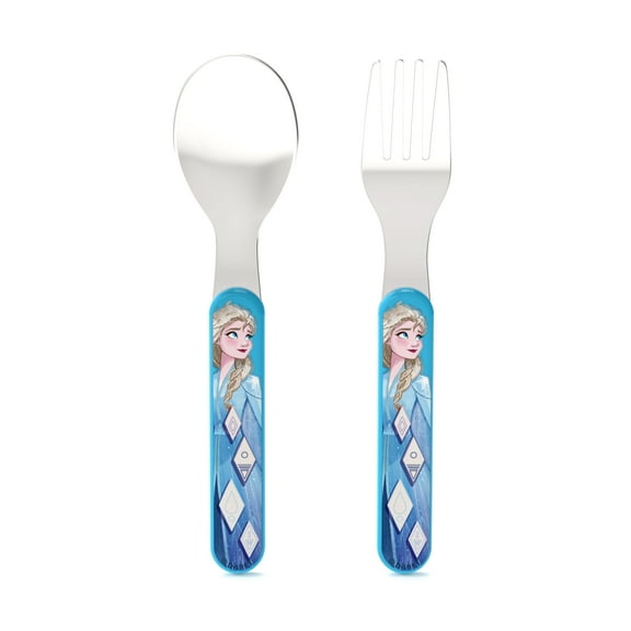 Zak Designs Disney Frozen 2 Movie 2-piece Fork and Spoon Flatware Set, Queen Elsa