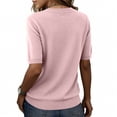 thumbnail image 4 of Womens Crew Neck Short Sleeve Sweaters Lightweight Knitted Pullover Summer Casual Basic Clothes Light pink L, 4 of 7