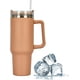 thumbnail image 1 of Taza de viaje de 1182 ml de 40 oz con pajita y Tapa de acero inoxidable con doble pared aislada al vacío para café frío y caliente Asa para beber fácilmente mientras se está en mov, 1 of 5