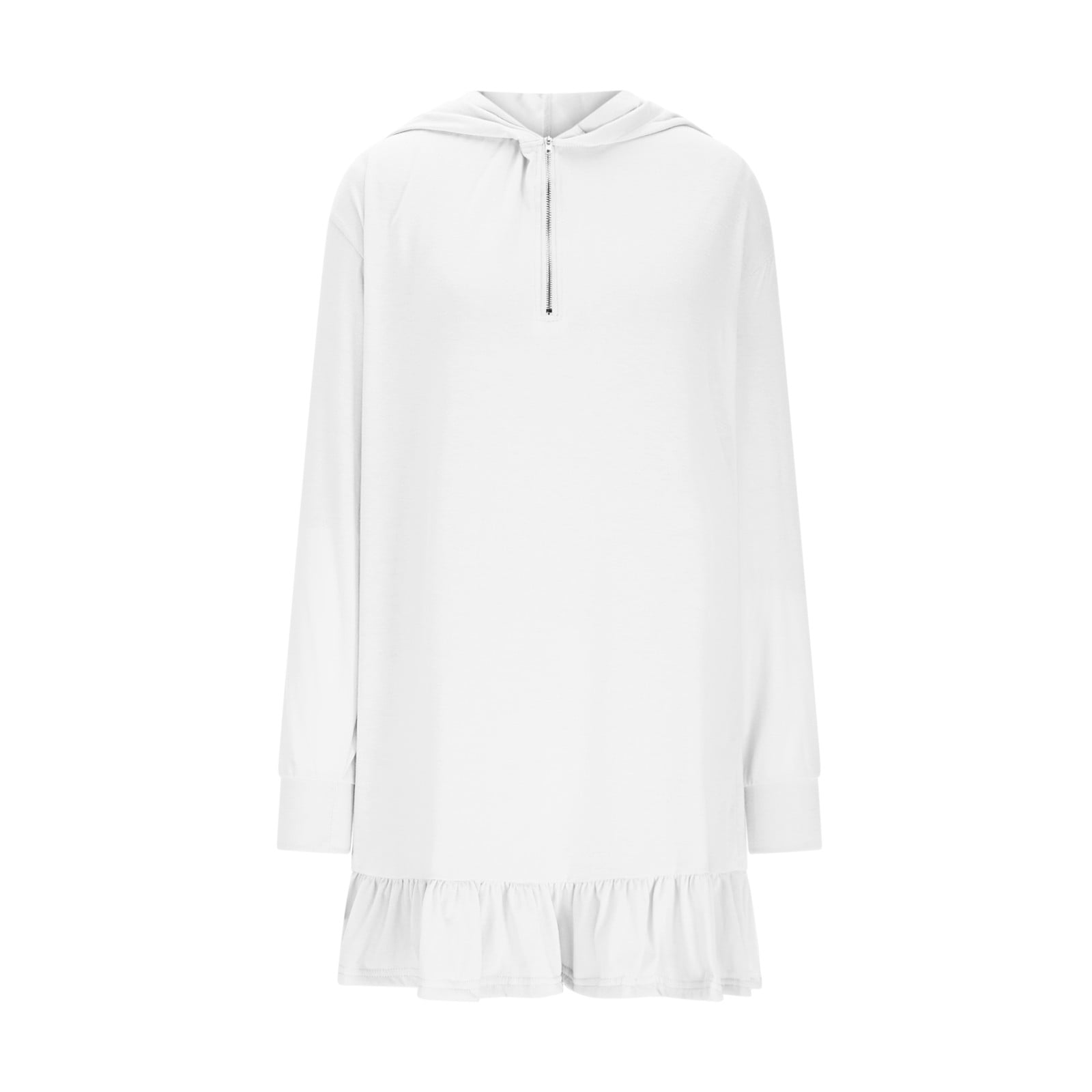 Miluxas Hoodie Dress for Women Summer Long Sleeve Sun Protection Mini Dresses Casual Athletic Golf Half Zip Tunic Dress