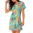 thumbnail image 2 of Easygdp Cute Pineapples Camisón de manga corta para mujer, informal, estampado, 2 of 6