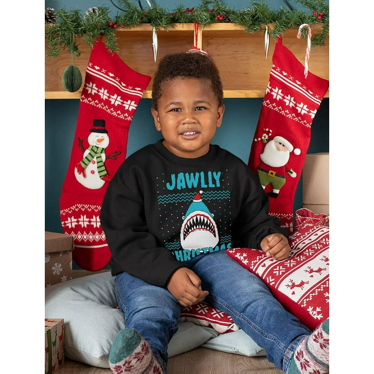 Tstars Boys Unisex Ugly Christmas Sweater Jawlly Christmas Shark Kids Christmas Gift Funny Humor Holiday Shirts Xmas Party Christmas Gifts for Boy
