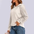 thumbnail image 4 of Gaigiky Shirts for Women Round Neck Drawstring Hoodies Solid Color Lace Spliced Long Sleeve Loose Fit Fall Daily Casual Pullover Outfits, 4 of 6