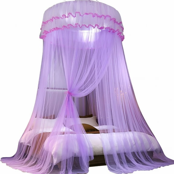 AUQ Mosquito Net Bed Canopy for Girls,King Canopy Bed Curtains Full Queen Size From Ceiling,Dome Mosquito Netting Bed Tent Twin Girls Princess Canopy Bed White Decor for Baby Crib and Kid Bed