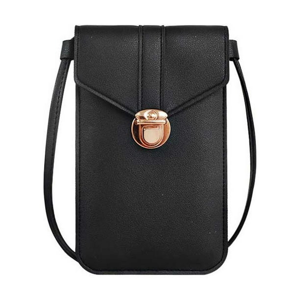 Guardurnaity Bolsa de teléfono bandolera bolsa de hombro deportes al aire libre monedero manos libres compartimentos de Color sólido organizador Bolsas de mensajero y de hombro Negro
