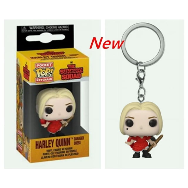 FUNKO Pocket New Suicide Squad El Joker Harley Quinn Pocket Pop Llavero Vinilo Figura de Acción Colección Modelo Juguetes para Niños