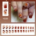 thumbnail image 3 of Yoyauz 24PCS Thanksgiving Square Fake Nails with Sparkling Maple Leaf Design Orange Black Nails Autumn Acrylic Nails Winter Women's Nails, 3 of 6