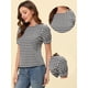 thumbnail image 2 of Blusa de Manga Corta Abullonada Vintage Allegra K Cuello Redondo Guinga Informal Verano Mujer Negro M, 2 of 4