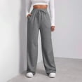 thumbnail image 4 of Knosfe Women’s Fleece Lined Sweatpants Baggy Wide Straight Leg Pants Gray XL, 4 of 7