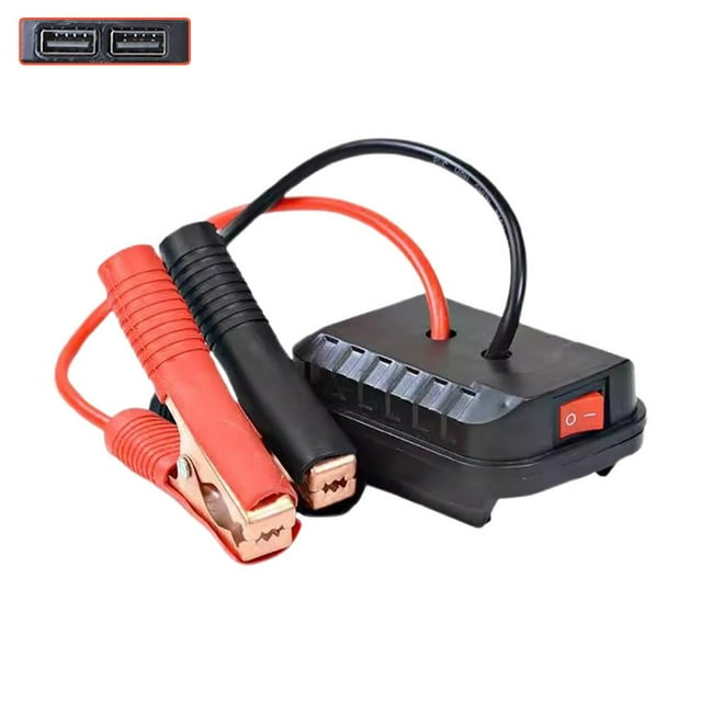 Car Emergency Starter, Converter Charger for Power Tool Batteries, Dual USB, Black & Red