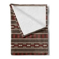 thumbnail image 2 of Tribal Soft Flannel Fleece Throw Blanket, Horizontal Borders Ikat Prehistoric Style Pattern, Cozy Plush for Indoor and Outdoor Use, 60" x 80", Black Ruby White, by Ambesonne, 2 of 5
