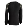 thumbnail image 4 of TSADFHJI Summer Tops Teens New Comfortable Casual Lace Splicing Solid Color Pullover Long Sleeve Top L Black, 4 of 4