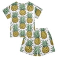 thumbnail image 2 of Pineapple Pattern Summer Pajama Set Soft Cotton Short Sleeve Sleepwear 2PCS Pajama Sets Breathable Lounge Set Size 12Y, 2 of 7