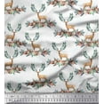 thumbnail image 1 of Soimoi White Rayon Fabric Deer & Floral Fabric Prints By Yard 42 Inch Wide, 1 of 3
