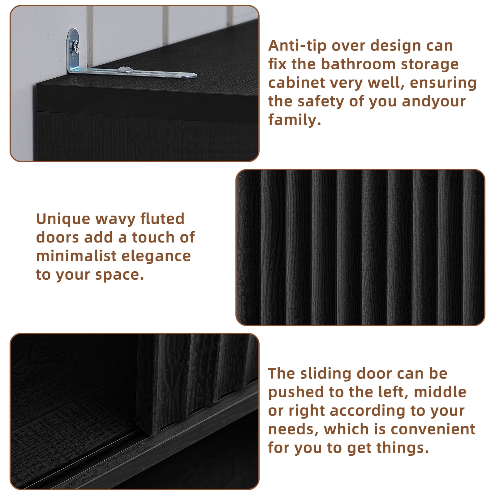 LELELINKY Over The Toilet Storage Cabinet with Rattan Sliding Door, 68" Tall Wood Bathroom Organizer with Adjustable Shelf for Small Spaces, Black