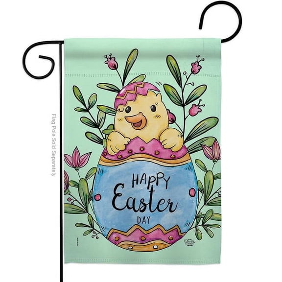 Ornament Collection G192342-BO Happy Chick Springtime Easter Double-Sided Decorative Garden Flag, Multi Color