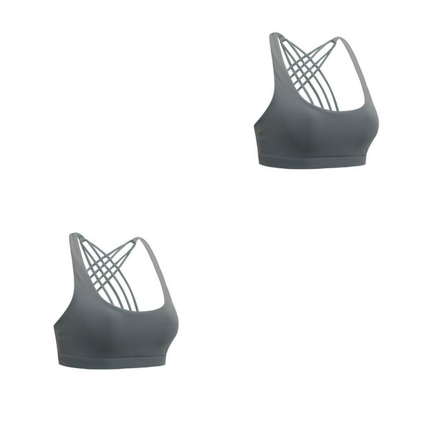 Guardurnaity Sujetadores deportivos Elasticidad Gran material Sujetador de fitness Ejercicio Práctico Deporte Prop Back Dulce regalo Chic gris claro XL 2piezas