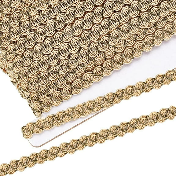 16.4 Yard Gimp Braid Trim 0.4Inch Dark Khaki Trim Polyester Woven Fabric Trim Lace Trim Upholstery Trim for Process Sewing and DIY Crafts Upholstery Curtain Slipcover Decoration 1card DIY