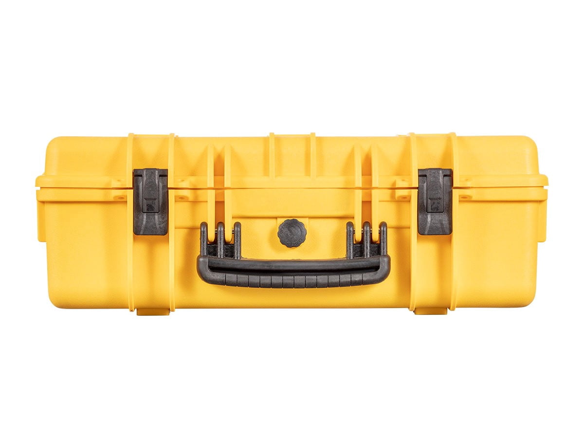Monoprice Weatherproof Hard Case - 22in x 14in x 8in, Yellow With Customizable Foam, Shockproof, IP67