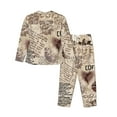 thumbnail image 2 of Goofa Abstract Coffee Pattern With Letters Printed Women’s 2 Piece Pajama Set Super,Pajamas Women's Long Sleeve Sleepwear Soft Button Down Loungewear Pjs Lounge Set Nightwear-Large, 2 of 9