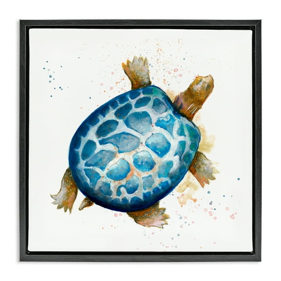Stupell Industries Modern Speckled Turtle Animals & Insects Painting Black Floater Framed Canvas Art Print Wall Art, 18 x 18