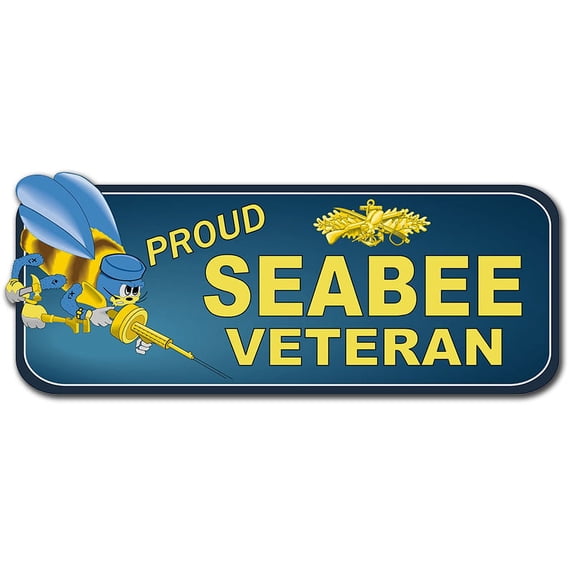 3.8 Inch Proud Seabee Veteran Bumper Sticker