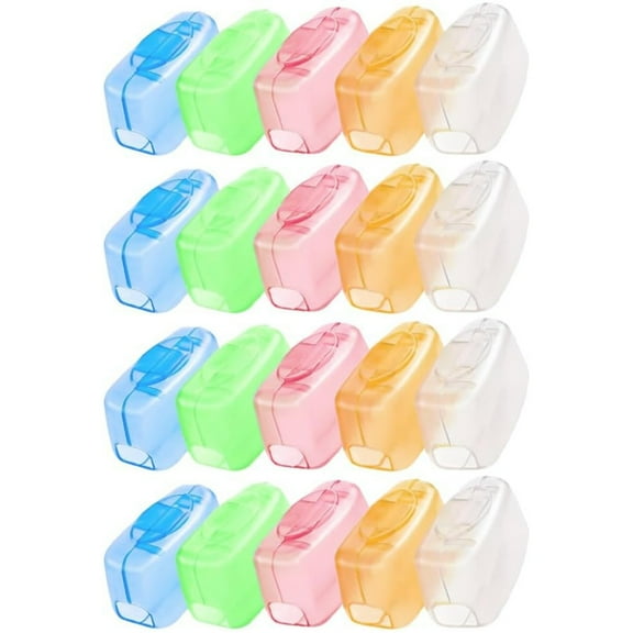 20 Pcs Toothbrush Covers Topboutique Portable Toothbrush Covers Head Caps Travel Toothbrush Head Case Cover Toothbrush Holder Case for Travel Camping Business Trip Toothbrush Cover, 5 Colors