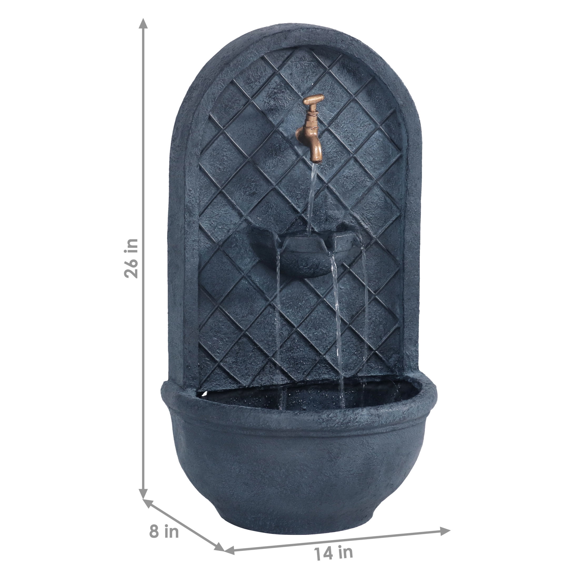 Sunnydaze Messina Polystone Outdoor Wall Fountain, Lead Finish