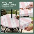 thumbnail image 5 of Round Outdoor Tablecloth with Umbrella Hole and Zipper, Pink Striped Tablecloth with Elastic Waterproof, Blue Geometric Line Stripes Farmhouse Patio Table Covers for 45" - 54" Picnic Pool Tables, 5 of 9