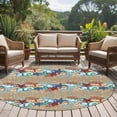 thumbnail image 5 of Summer Beach Round Living Room Rugs 6 ft, Starfish Shell Coral Coastal Vintage Brown Linen Washable Area Rug with Non-Slip Sturdy Edge Binding Round Carpet for Kitchen Office Bedroom, 5 of 9