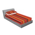thumbnail image 2 of Ambesonne Geometric Fitted Sheet & Pillow Sham Set, Tiny and Thick Lines, Twinxl, Red Brown Yellow, 2 of 2