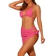 thumbnail image 4 of Conjuntos de bikini de 3 piezas para mujer, con escote halter, trajes de baño de malla con pareo y falda de playa, traje de baño pequeño en rosa intenso, 4 of 5
