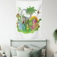 thumbnail image 4 of Jurassic Decor Wall Hanging Tapestry, Cartoon group dinosaur friendship humor colorful happy smile creative, Bedroom Living Room Dorm Accessories, 60 X 80 Inches, Gift Ideas, by Ambesonne, 4 of 5