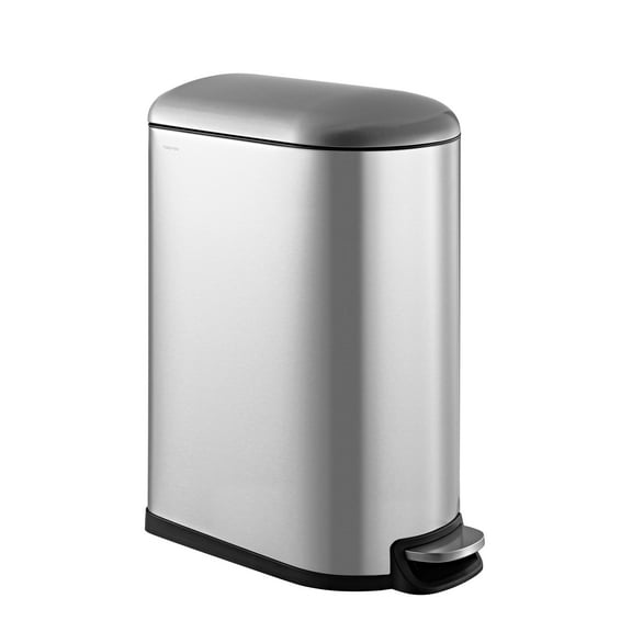 happimess Roland Mini 2.6-Gallon Step-Open Trash Can, Platinum Silver, HPM1009A