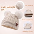 thumbnail image 2 of Baby Girls Knitted Winter Hat Scarf Gloves Set Warm Twist Toddler Beanie Neck Warmer Kids Boys Hat with Pompom (Beige), 2 of 4
