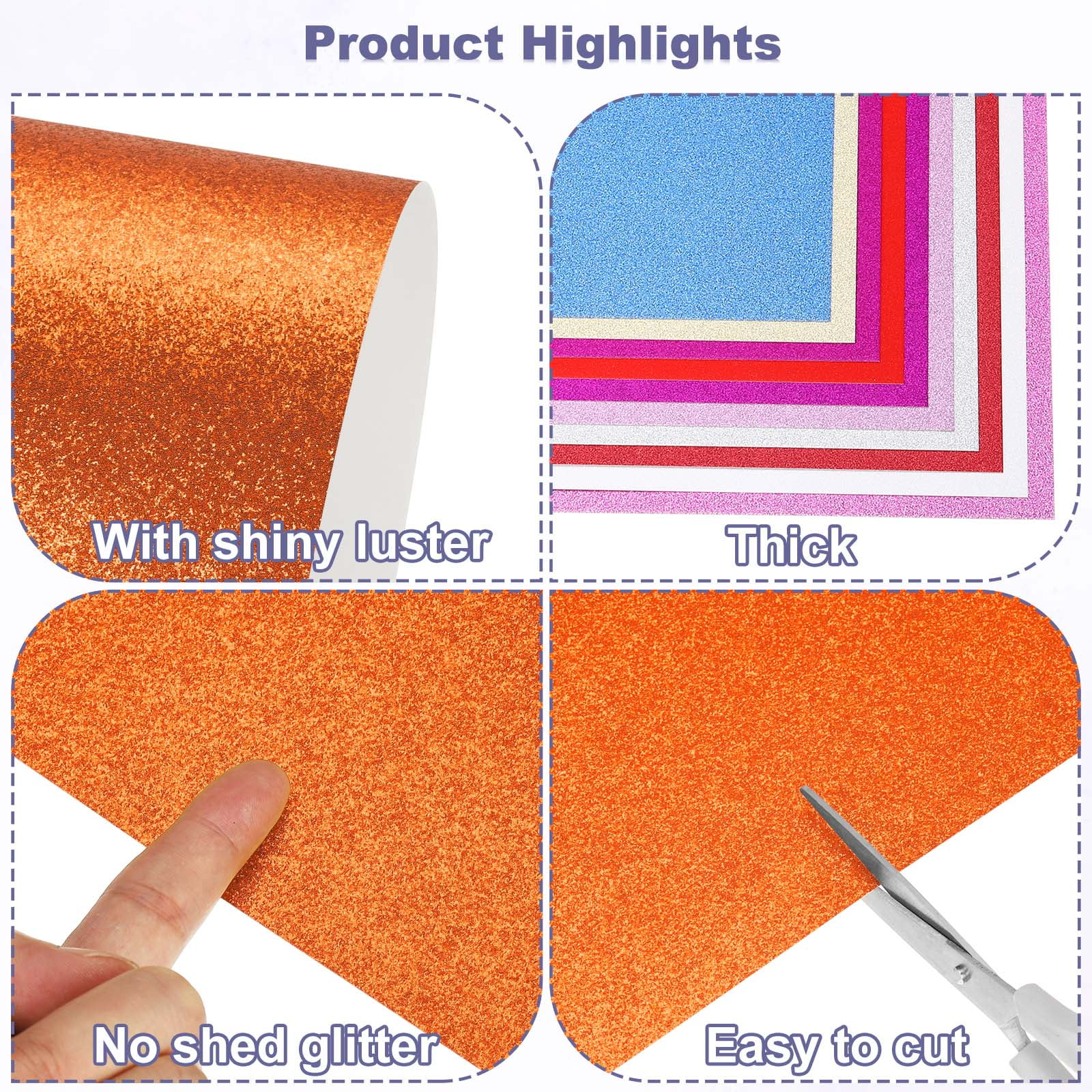 60Sheets Orange Glitter Cardstock, 8.3x11.7 in A4 Glitter Paper Card Stock Shiny Scrapbook 250gsm Sparkly Paper Large Shimmer for Crafts Scrapbook DIY Art Wedding Party