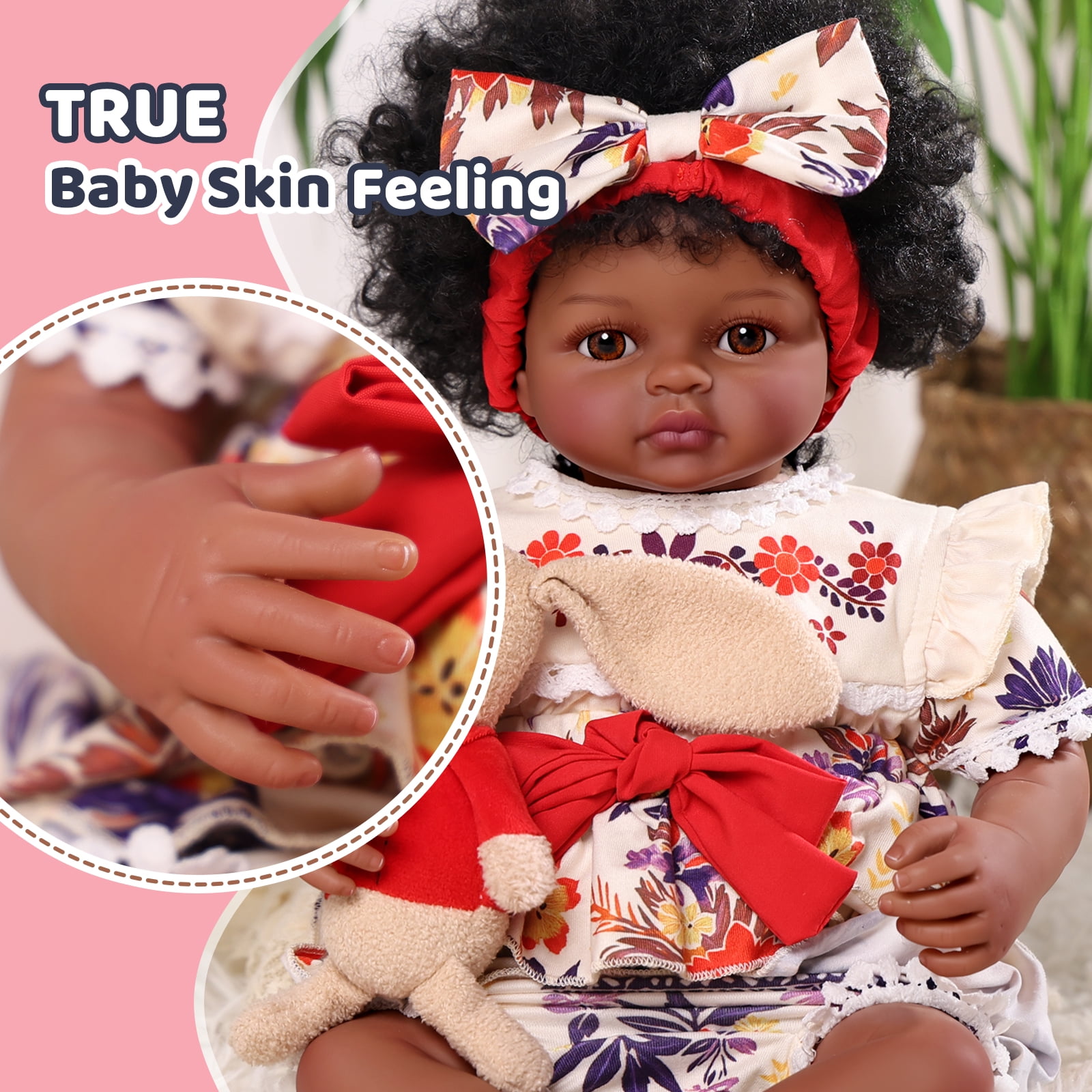 RSG Lifelike Reborn Baby Dolls Black Girl- 17 Inch Soft Body - Handmade Real Life Baby Dolls with Clothes and Toy Gift for Kids Age 3+